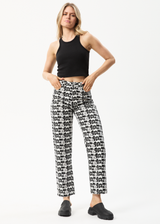 AFENDS Womens Chaos Shelby - Wide Leg Pant - Black - Afends womens chaos shelby   wide leg pant   black