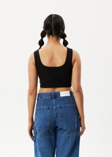 AFENDS Womens Chia - Rib Cropped Singlet - Black - Afends womens chia   rib cropped singlet   black