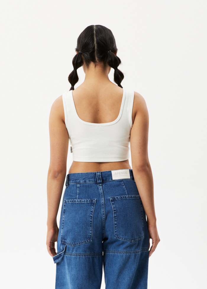 AFENDS Womens Chia - Rib Cropped Singlet - Off White
