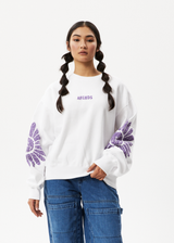 AFENDS Womens Daisy - Crew Neck Jumper - White - Afends womens daisy   crew neck jumper   white 