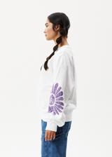 AFENDS Womens Daisy - Crew Neck Jumper - White - Afends womens daisy   crew neck jumper   white 