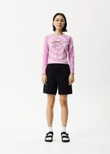 AFENDS Womens Day Dream - Long Sleeve Tie Dye Graphic Tee - Candy - Afends womens day dream   long sleeve tie dye graphic tee   candy