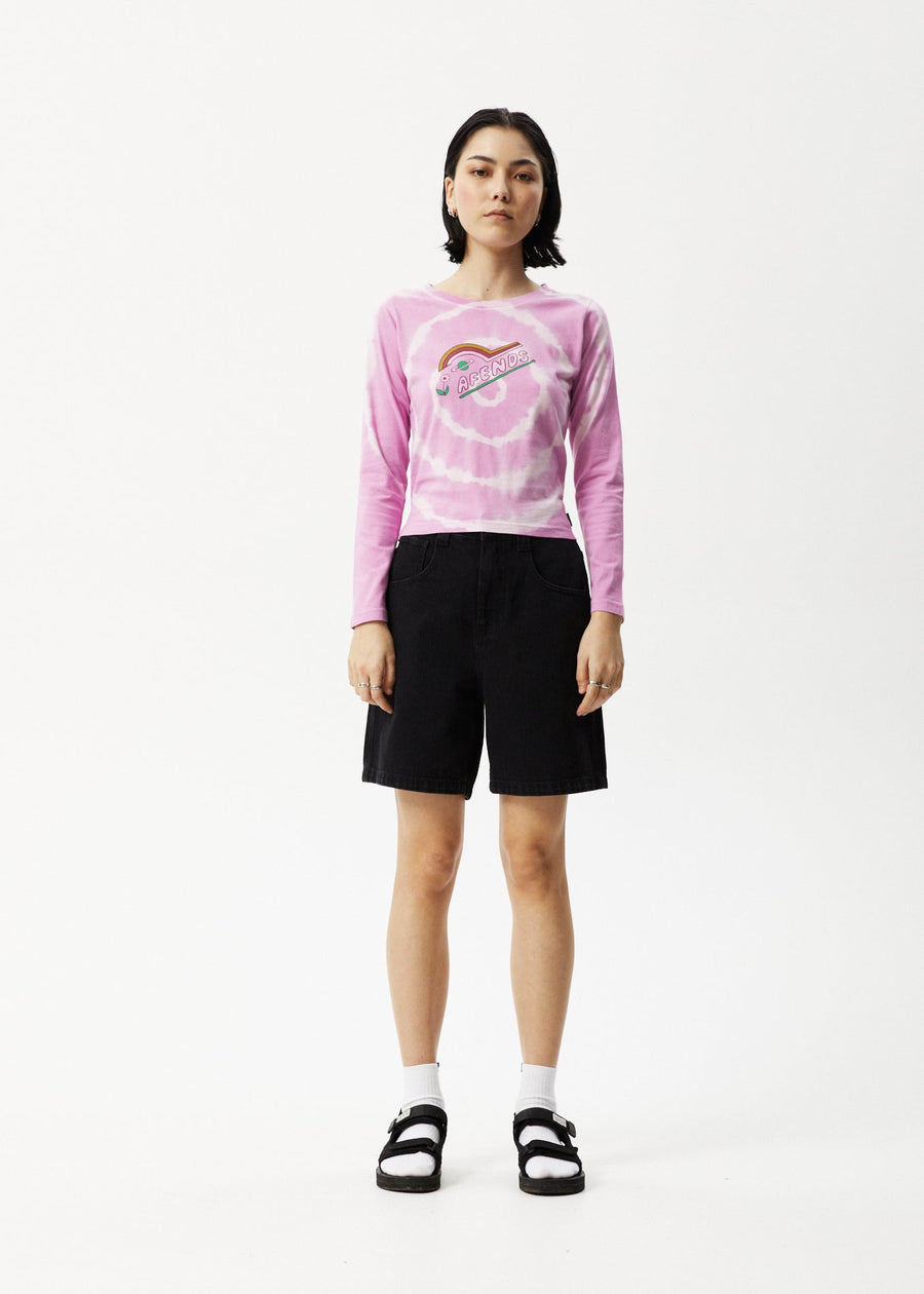 AFENDS Womens Day Dream - Long Sleeve Tie Dye Graphic Tee - Candy