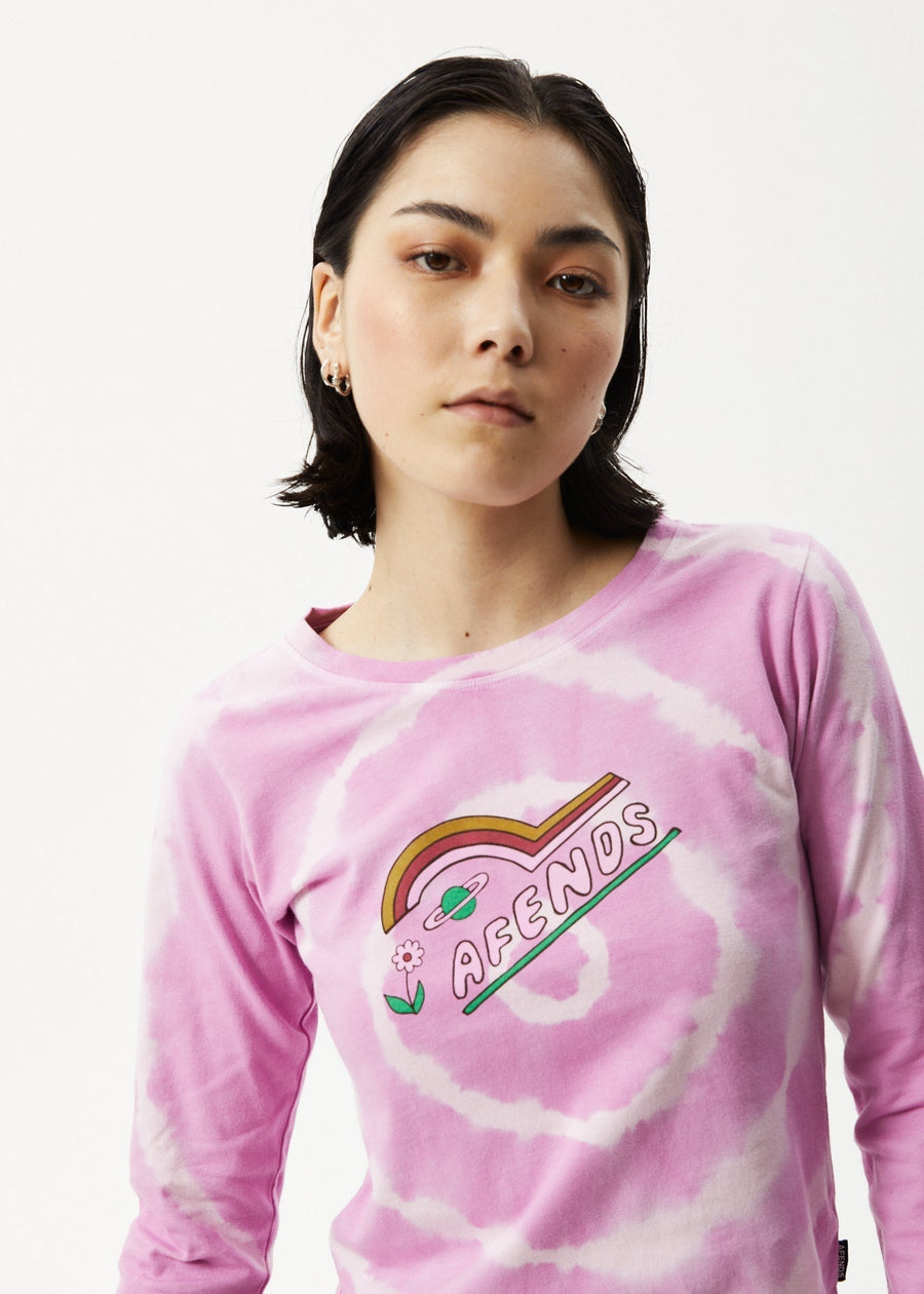 AFENDS Womens Day Dream - Long Sleeve Tie Dye Graphic Tee - Candy