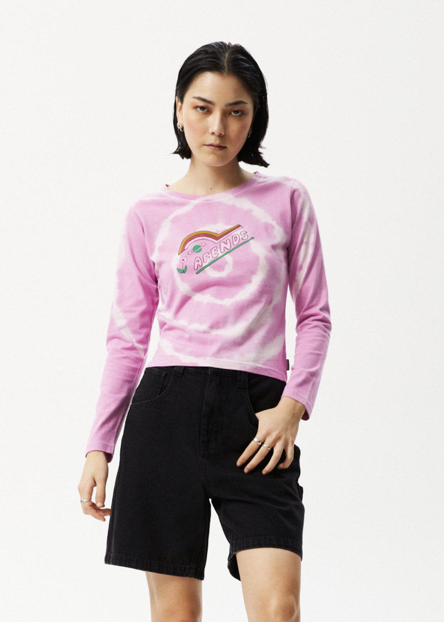 AFENDS Womens Day Dream - Long Sleeve Tie Dye Graphic Tee - Candy