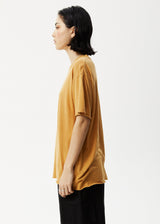 AFENDS Womens Day Dream Slay - Oversized Graphic Tee - Mustard - Afends womens day dream slay   oversized graphic tee   mustard