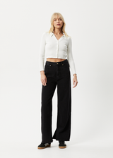 AFENDS Womens Eliza - Rib Long Sleeve Shirt - Off White - Afends womens eliza   rib long sleeve shirt   off white