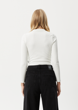 AFENDS Womens Eliza - Rib Long Sleeve Shirt - Off White - Afends womens eliza   rib long sleeve shirt   off white