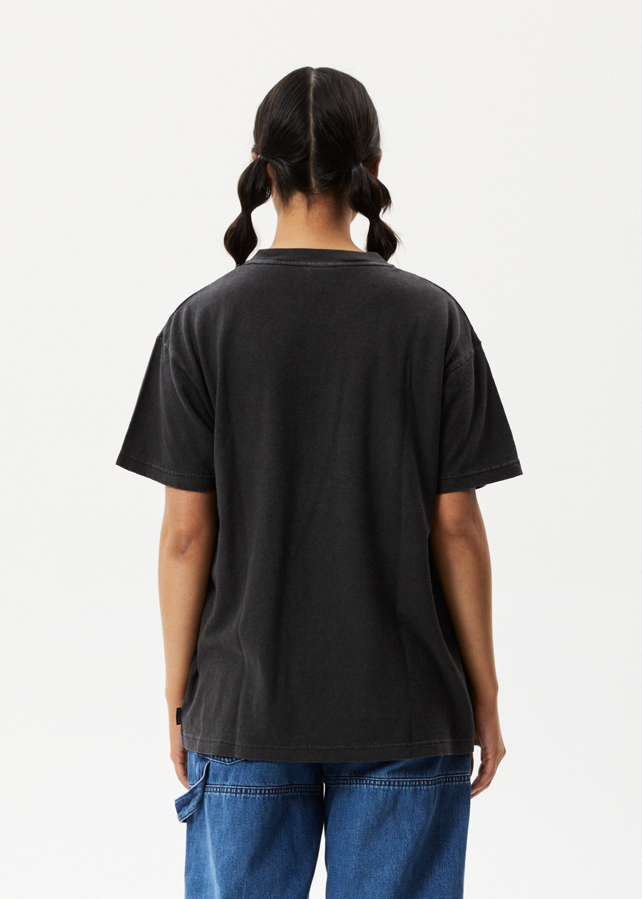 AFENDS Womens Elliot Slay - Oversized Graphic Tee - Stone Black