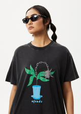AFENDS Womens Elliot Slay - Oversized Graphic Tee - Stone Black - Afends womens elliot slay   oversized graphic tee   stone black
