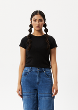 AFENDS Womens Faith - Rib Tee - Black - Afends womens faith   rib tee   black