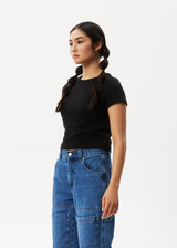 AFENDS Womens Faith - Rib Tee - Black - Afends womens faith   rib tee   black