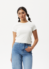 AFENDS Womens Faith - Rib Tee - Off White - Afends womens faith   rib tee   off white