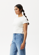 AFENDS Womens Faith - Rib Tee - Off White - Afends womens faith   rib tee   off white