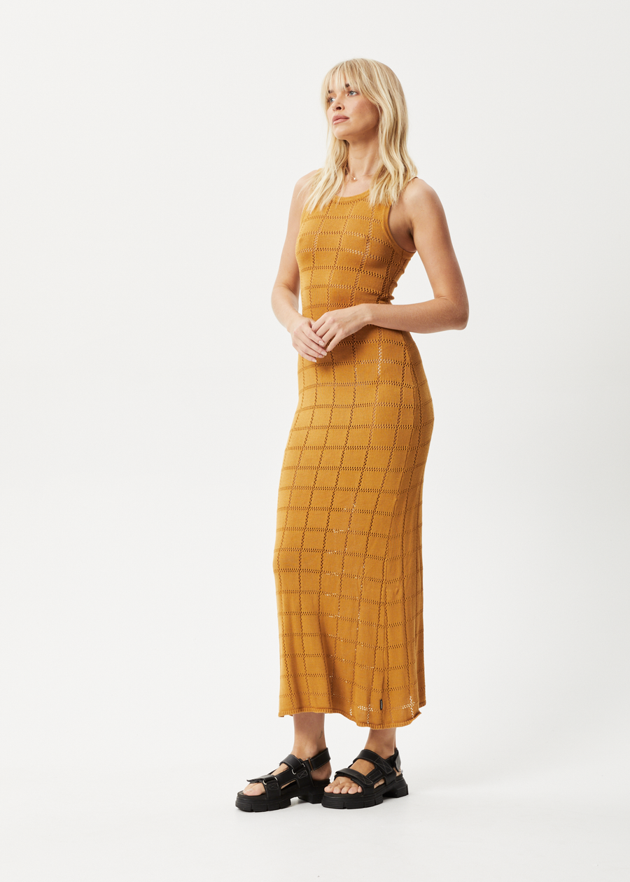 AFENDS Womens Femme - Knit Maxi Dress - Mustard 