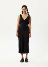 AFENDS Womens Gemma - Cupro Maxi Dress - Black - Afends womens gemma   cupro maxi dress   black 