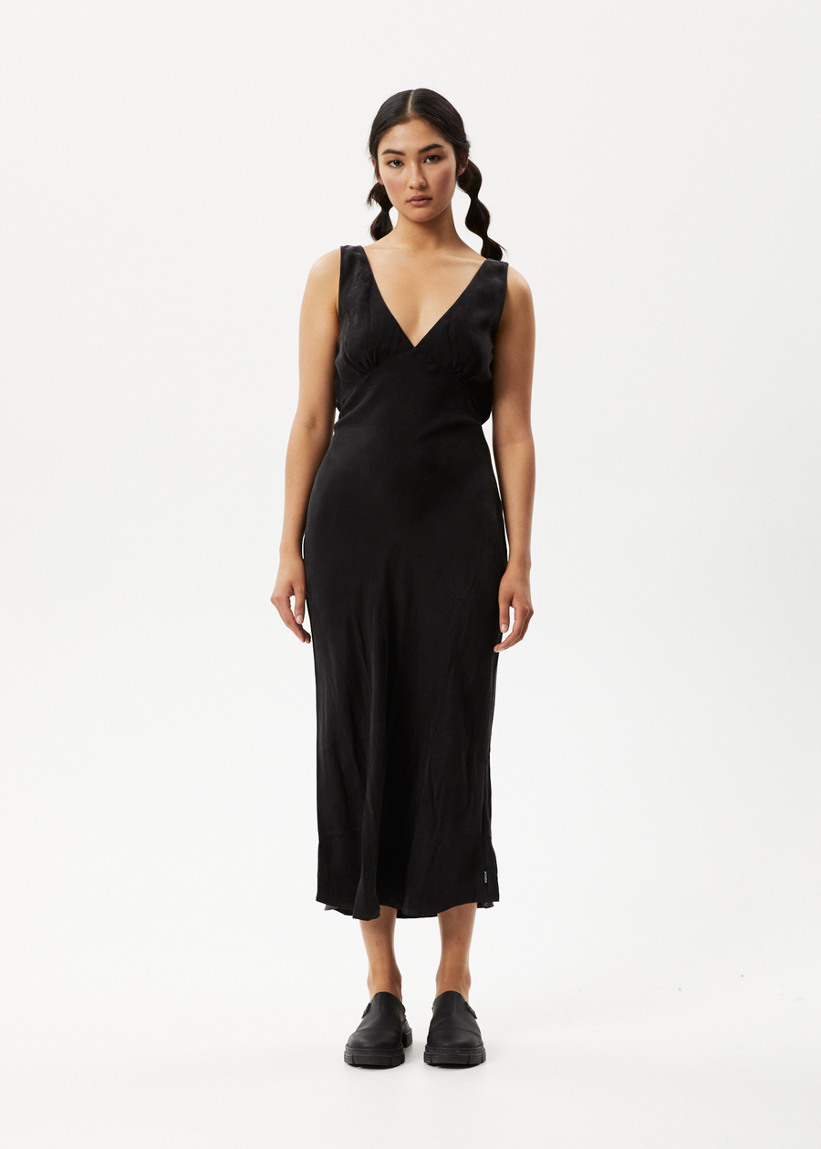 AFENDS Womens Gemma - Cupro Maxi Dress - Black 