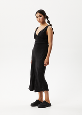 AFENDS Womens Gemma - Cupro Maxi Dress - Black - Afends womens gemma   cupro maxi dress   black 