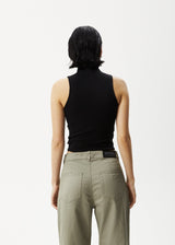 AFENDS Womens Iconic - Rib High Neck Tank - Black - Afends womens iconic   rib high neck tank   black