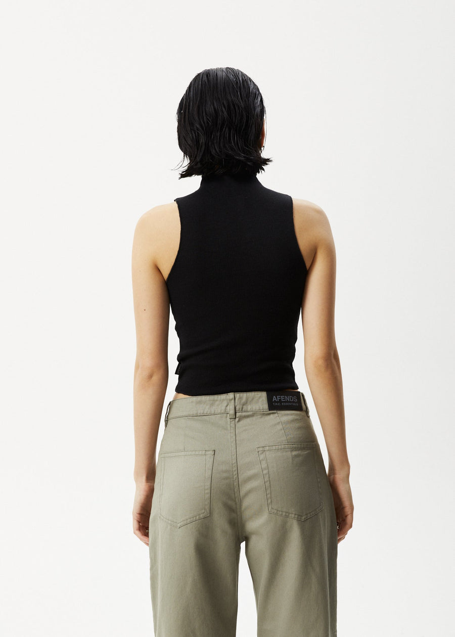 AFENDS Womens Iconic - Rib High Neck Tank - Black
