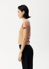 AFENDS Womens Jain - Baby Tee - Candy Stripe - Afends womens jain   baby tee   candy stripe