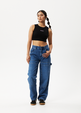 AFENDS Womens Lilah - Pointelle Cropped Tank - Black - Afends womens lilah   pointelle cropped tank   black 