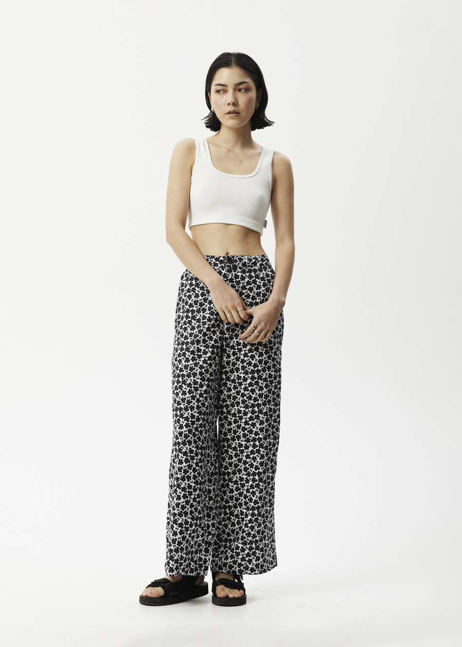 AFENDS Womens Madeline Sienna - Wide Leg Pant - Black Floral