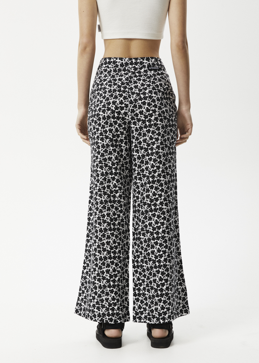 AFENDS Womens Madeline Sienna - Wide Leg Pant - Black Floral