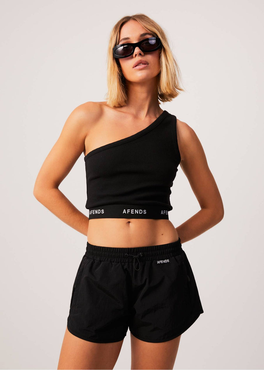 AFENDS Womens Pala - Rib One Shoulder Top - Black