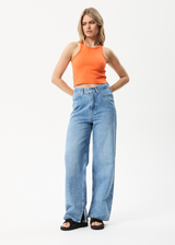 AFENDS Womens Pearly Cropped - Rib Singlet - Orange - Afends womens pearly cropped   rib singlet   orange