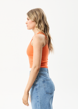 AFENDS Womens Pearly Cropped - Rib Singlet - Orange - Afends womens pearly cropped   rib singlet   orange