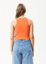 AFENDS Womens Pearly Cropped - Rib Singlet - Orange - Afends womens pearly cropped   rib singlet   orange