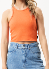 AFENDS Womens Pearly Cropped - Rib Singlet - Orange - Afends womens pearly cropped   rib singlet   orange