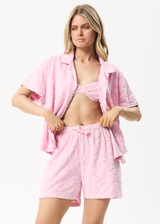 AFENDS Womens Rhye - Terry Short - Powder Pink - Afends womens rhye   terry short   powder pink