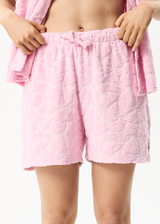 AFENDS Womens Rhye - Terry Short - Powder Pink - Afends womens rhye   terry short   powder pink