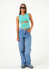 AFENDS Womens See You - Cut Out Sleeveless Top - Powder Blue - Afends womens see you   cut out sleeveless top   powder blue 