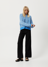AFENDS Womens Shadows - Knitted Crew Neck Jumper - Arctic - Afends womens shadows   knitted crew neck jumper   arctic 