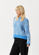 AFENDS Womens Shadows - Knitted Crew Neck Jumper - Arctic - Afends womens shadows   knitted crew neck jumper   arctic 