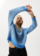 AFENDS Womens Shadows - Knitted Crew Neck Jumper - Arctic - Afends womens shadows   knitted crew neck jumper   arctic 