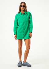 AFENDS Womens Sleepy Hollow Tori - Twill Dress - Forest - Afends womens sleepy hollow tori   twill dress   forest 