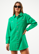 AFENDS Womens Sleepy Hollow Tori - Twill Dress - Forest - Afends womens sleepy hollow tori   twill dress   forest 