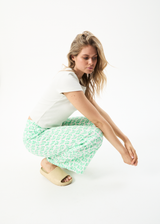 AFENDS Womens Swan Sienna - Wide Leg Pant - Lime Green - Afends womens swan sienna   wide leg pant   lime green