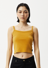 AFENDS Womens Taylor - Rib Singlet - Mustard - Afends womens taylor   rib singlet   mustard