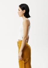 AFENDS Womens Taylor - Rib Singlet - Off White - Afends womens taylor   rib singlet   off white