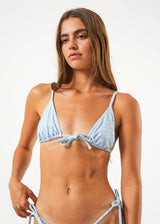 AFENDS Womens Underworld - Tie Bikini Top - Powder Blue - Afends womens underworld   tie bikini top   powder blue 