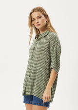 AFENDS Mens Base - Short Sleeve Shirt - Deep Green Check - Afends mens base   short sleeve shirt   deep green check