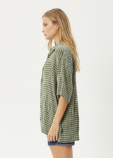 AFENDS Mens Base - Short Sleeve Shirt - Deep Green Check - Afends mens base   short sleeve shirt   deep green check
