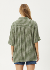 AFENDS Mens Base - Short Sleeve Shirt - Deep Green Check - Afends mens base   short sleeve shirt   deep green check