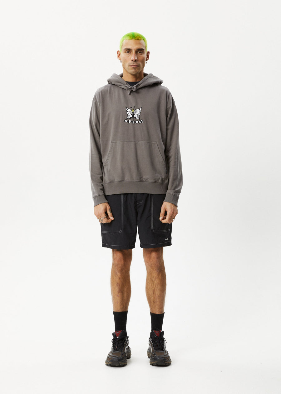 AFENDS Mens Fly Free - Graphic Hoodie - Steel 