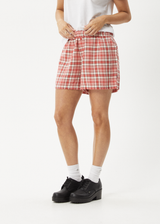 AFENDS Mens Check Out - Boxer Short - Red Check - Afends mens check out   boxer short   red check